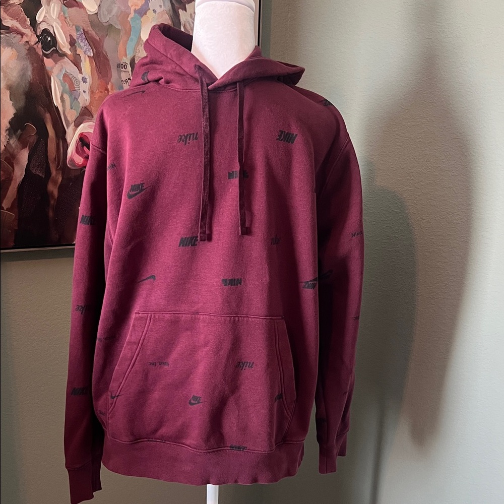 Nike Men's Burgundy‎ All-Over Logo Hoodie